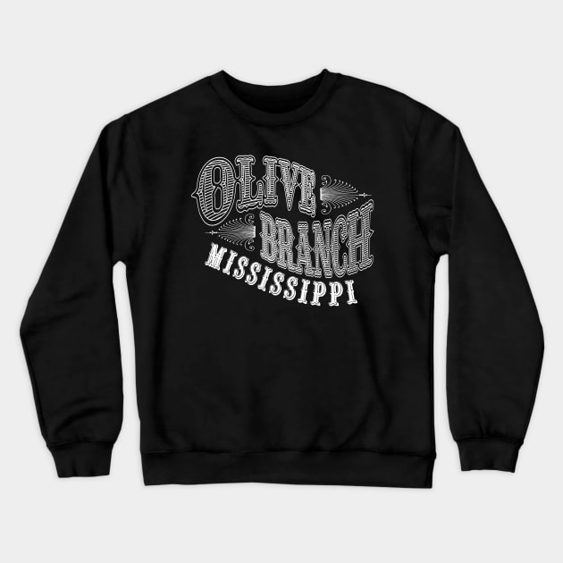 Vintage Olive Branch, MS Crewneck Sweatshirt by DonDota